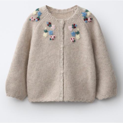 EMBROIDERED FLOWER CARDINGAN - Light beige | ZARA United States