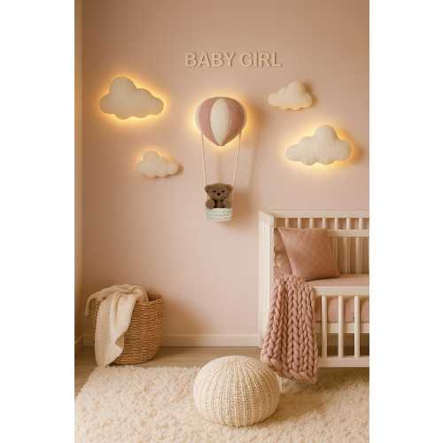 Bouclé Air Balloon Lamp: Bear Nursery Wall Decor baby girl