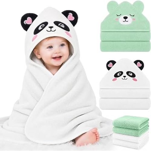 6 PCS Baby Bath Towels for Infants Toddlers Essentials, Green