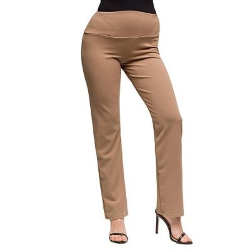 24seven Comfort Apparel Maternity Comfortable Stretch High Waist Dress Pants-Mocha-3X