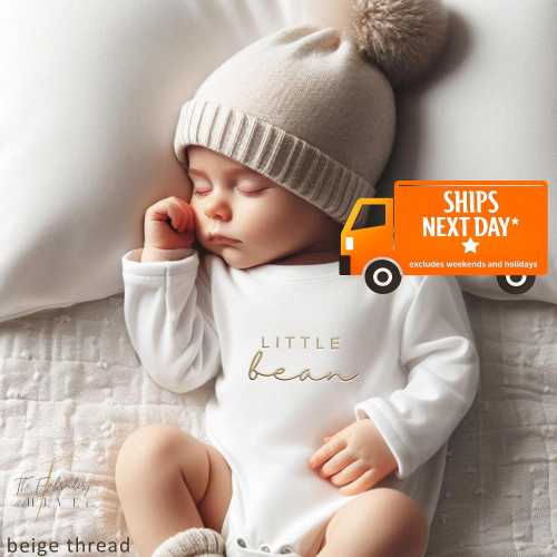 Embroidered Little Bean ONESIES® brand Personalized Baby Girl ONESIES® brand, Custom Girl Natural Baby Name ONESIES® brand, Cute, L214