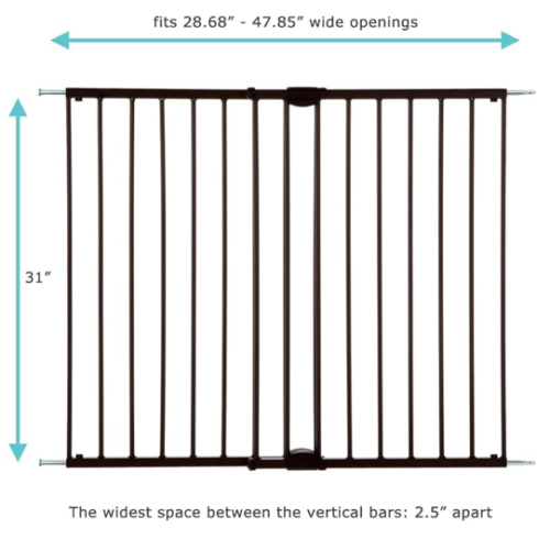 Toddleroo by North States - Easy Swing & Lock Baby Gate Series 2: Metal Safety Gate for Stairs & Doorways - Adjustable 28.68 to 47.85 Inches Wide - 31 Inches Tall - Matte Bronze