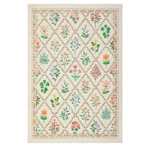 ANIXOL Floral Geometric Washable Area Rug