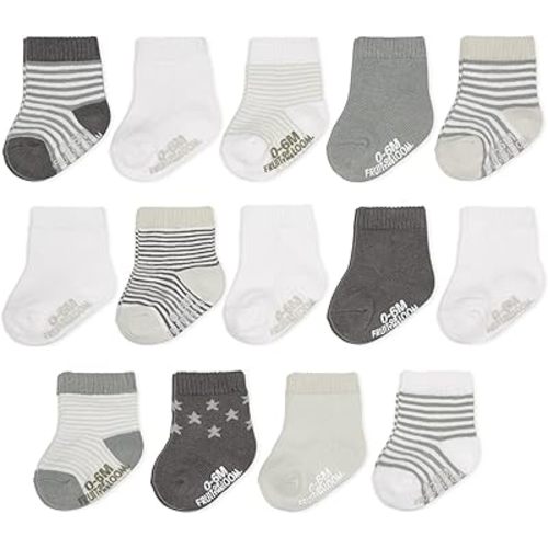 Fruit of the Loom Baby & Toddler Grow & Fit Flex Zones Cotton Stretch Socks - Unisex, Girls, Boys