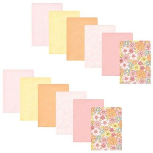 Hudson Baby Infant Girl Cotton Flannel Burp Cloths Bundle, Peace Love Flowers, One Size