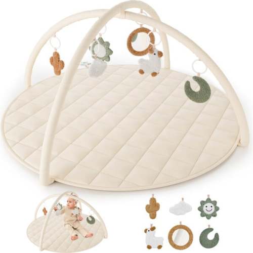 Beautiful Baby Play Gym and Tummy Time Mat, Beige