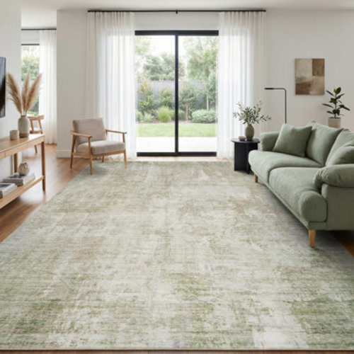 Bungalow Rose Distressed Modern Abstract Machine Washable Area Rug in Sage Green for Living Room or Bedroom & Reviews | Wayfair