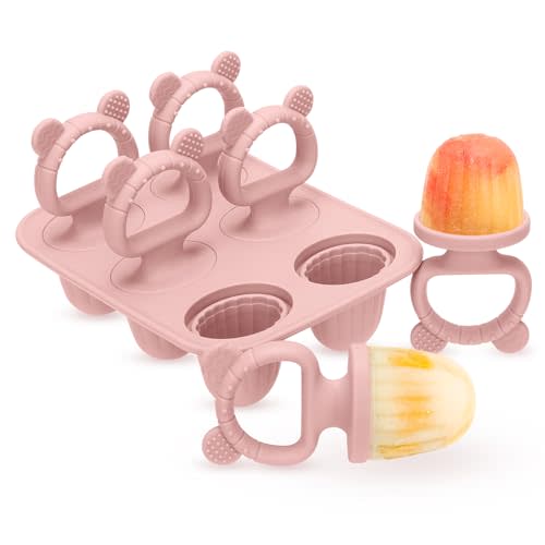 2-in-1 BPA-Free Ice Pop Molds & Silicone Baby Teethers for Teething Relief | Easy Fill Feeder for Breastmilk, Puree & Baby Food | Soothing, Fun & Safe Chewable Teething Toys for Infant & Toddler