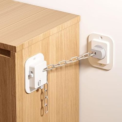 YEYA Anti-Tip No Drill Furniture Anchor with 3M Adhesive 10" Adjustable Straps, Baby Proofing Wall Anchors for Child Safety, Playroom Essentials 2P