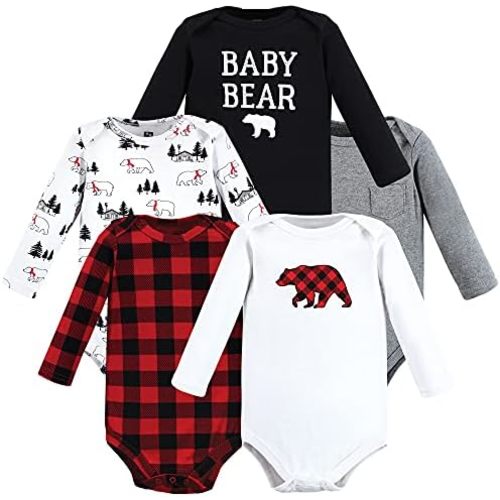 Hudson Baby baby-boys Cotton Long-sleeve Bodysuits 5-pack