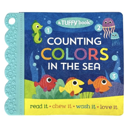 Tuffy Counting Colors in the Sea Book - Washable, Chewable, Unrippable Pages With Hole For Stroller Or Toy Ring, Teether Tough (A Tuffy Book)