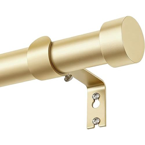 KAMANINA Gold Curtain Rod 32 to 58 Inch (2.6-4.8 Feet), 1 Inch Adjustable Heavy Duty Curtain Rods, Modern Decorative Drapery Rods with End Cap (32"-58")