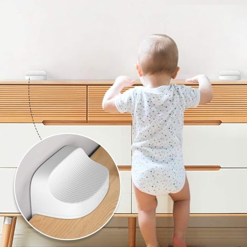 EUDEMON Baby Safety Anti-Tip Furniture Anchor Straps, Furniture Anti-Tip Wall Holder for Children&Pets, Childproof Anti-tip Furniture Wall Anchors, Easy to Install(Transparent,2 Pack)