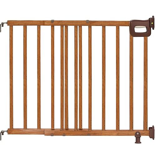 Ingenuity Wood Banister & Stair Safety Pet and Baby Gate, 32"-48" Wide, 33" Tall, Install Banister to Banister or Wall, or Wall to Wall in Doorway or Stairway, Banister and Hardware Mounts - Cherry
