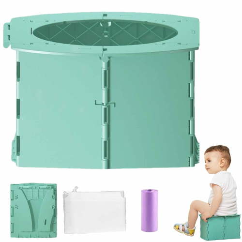 Travel Potty, Collapsible Potty for Toddler Travel, Reusable Portable Foldable Toilet Seat with Cleaning Bags for Car, Camping, Outdoor and Indoor Use