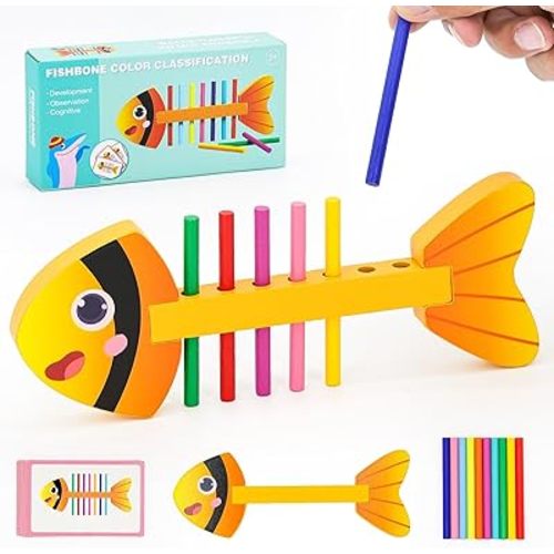 Montessori Wooden Color Sorting Toys for 3+ Year Old, Sensory Matching Game, Preschool Learning Activities Educational, Fine Motor Skill Development Toy Gift for Boys and Girls
