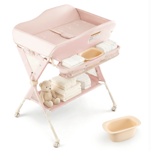 INFANS Baby Changing Table with Wheels, Portable Folding Diaper Statio – Infansbaby