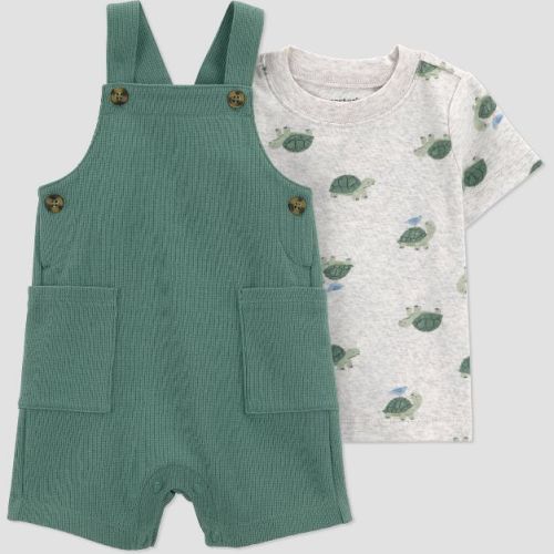 Carter's Just One You® Baby Boys' 2pc Turtles Pocket Overalls Set - Green 6M