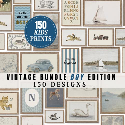 Boy Nursery Wall Art Bundle Vintage PRINTABLE Wall Artwork Wall Decor Baby Boy Room Playroom Artwork Toddler Wall Prints Horse Wall Art | S1