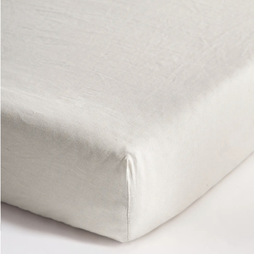 European Linen Fitted Crib Sheet in Sand