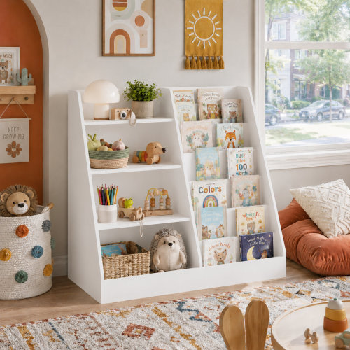 Ebern Designs Modern 6 Tier Kids Bookshelf and Toy Storage Organizer for Kids Room Playroom Nursery | Wayfair
