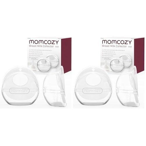 Momcozy Breast Milk Collector, Milk Collectors for Breastfeeding, Reusable Breast Milk Shells, Silicone Catcher with More Fit & Soft (3oz/90ml, 2 Counts) (Pack of 2)