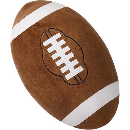 Football Plush, 18" Soft Football Stuffed Throw Pillows, Fluffy Cute 3D Stuffed Ball Indoor Outdoor Plushies Decoration, Games Sports Toy Gift for Boys and Girls