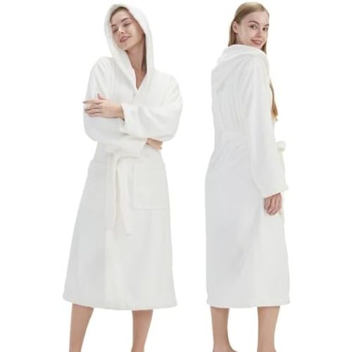 Hooded Bathrobes for Women, Soft Long Towel Robes for Women - Quick Dry yet Warm