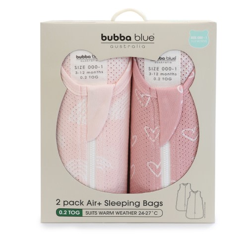 Bubba Blue Nordic Air+ Sleeping Bag 0.2 Tog 2 Pack Berry/Rose Size 3-12 Months