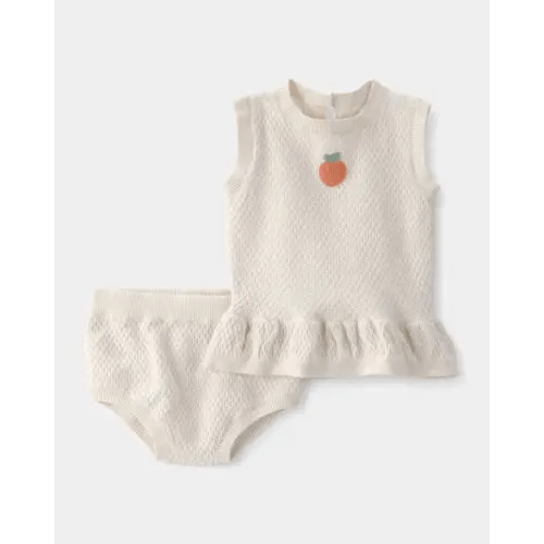Baby Girl 2-Piece Peach Crochet Top & Short Set - Cream | Carter's
