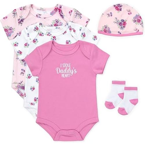 Baby Essentials Baby Girls 5 Piece Bodysuit Set