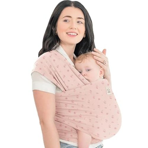 KeaBabies Baby Wrap Carrier, All in 1 Original Baby Carrier (Pink Daisies)
