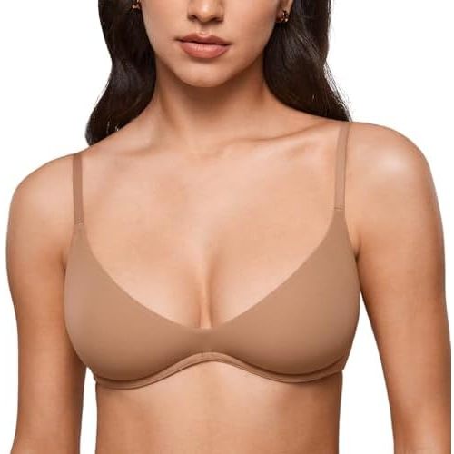 INLYRIC Womens Unlined Balconette Bra Plunge Underwire