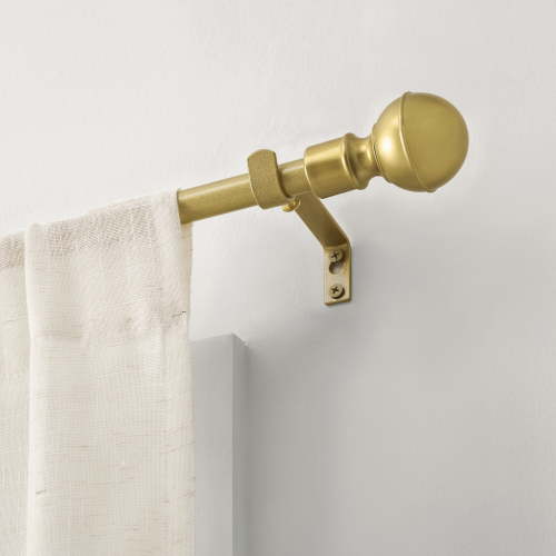 Mumo Modern 5/8 inch Heavy Duty Metal Adjustable Curtain Rod with Classic Ball Finial, Golden, 16 - 47"