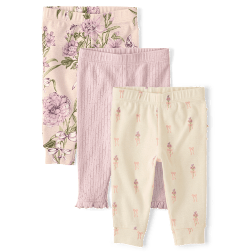 Baby Girls Floral Ruffle Leggings 3-Pack - Multi