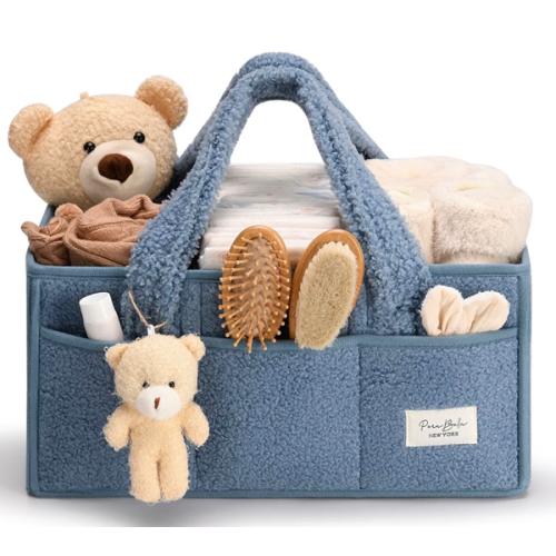 PeraBella Diaper Caddy Organizer for Changing Table, Storage Basket for Wipes, Gift for Baby Shower, Car Organizer, Nursery Organizer, Portable Storage