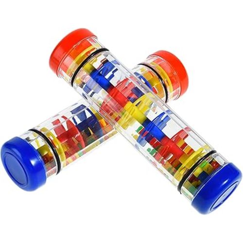 2 Pack Rainmaker Rain Stick Toy, 8 Inch Rainstick Musical Instrument for Babies Toddlers and Kids, Sensory Developmental Shaker