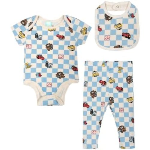 Disney Baby Boys' Bodysuit Pant and Bib 3-Piece Layette Set Newborn to Infant