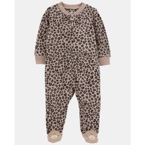 Baby Girl Leopard Print Loose Fit Long-Sleeve 2-Way Zip Sleep & Play Pajamas - Brown - Carter's | Carter's