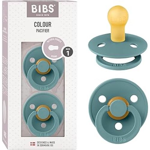 BIBS Pacifiers Colour Collection | Natural Rubber Baby Pacifier | Set of 2 BPA-Free Soothers | Made in Denmark | 0+ Months (Pack of 2) | Island Sea
