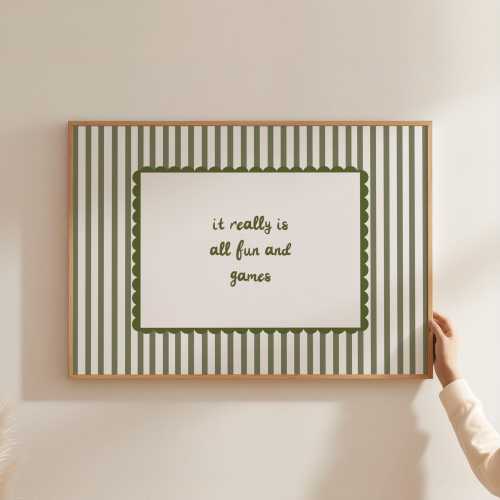 It Really Is All Fun And Games Nursery Wall Art Nursery Quote Print Playroom Decor Gender Neutral Kids Room Art Cottagecore Playroom F&G4-A1