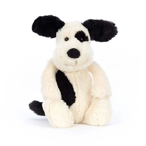 Jellycat Medium Bashful Black & Cream Puppy
