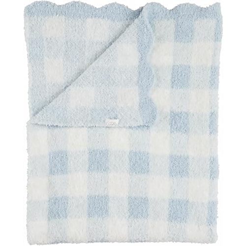 Mud Pie Blue Gingham Baby Blanket, Chenille Baby Boy Blanket