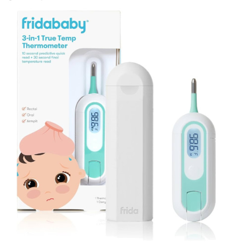 Frida Baby 3-in-1 Rectal, Underarm & Oral Thermometer for Kids, Digital Baby Thermometer for Infants, Toddlers, & Kids, Quick & Accurate Temperature Check, Includes Carrying Case for Storage