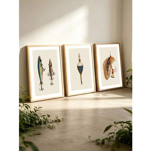 3 Pieces Fly Fishing Wall Art Posters Fish Canoe Hanging Picture Fishing Lure Poster Rustic Nature Wall Arts Vintage Mural Fisherman Gifts Living Room Wall Decor No Frame | SHEIN USA