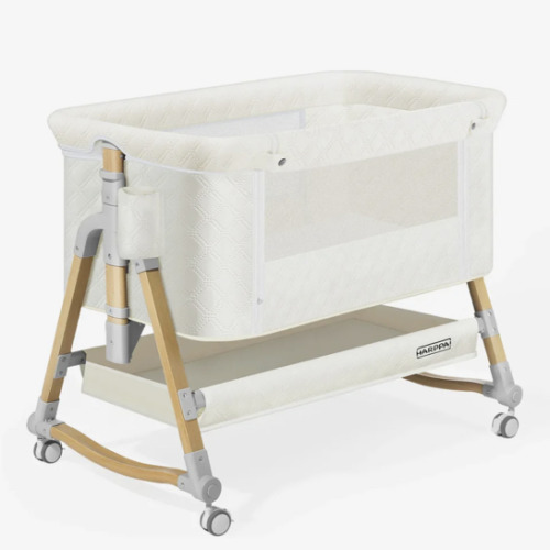 HARPPA Cuddly 3-in-1 Baby Bassinet Bedside Sleeper for Reflux | Attaches to Bed, Adjustable 5 Heights, Non-Toxic & CPSC Certified | Sturdy Aluminum Frame, Portable Wheels, Tool-Free Setup, Gentle Rocking | Perfect for Newborns, Infants, Small Spaces & Saf