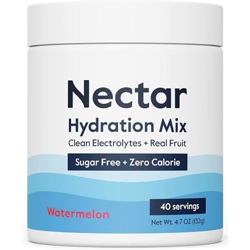 Nectar Sugar Free Electrolytes Powder - Organic Fruit No Sugar or Calories - Hydration Powder for Dehydration Relief and Rapid Rehydration - Keto and Paleo (Watermelon 40 Serving Tub)