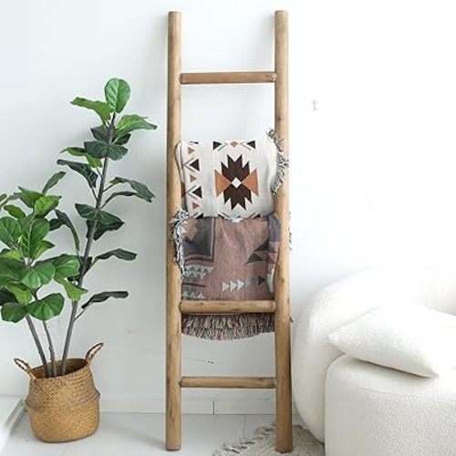57in Wood Blanket Ladder, Brown