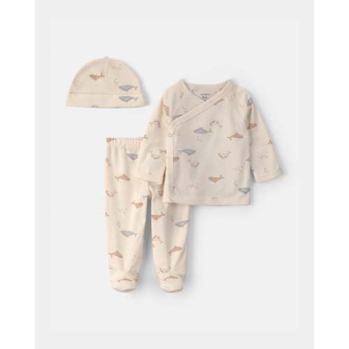 Baby 3-Piece Whale Long-Sleeve Top & Pant Set - Cream | Carter's