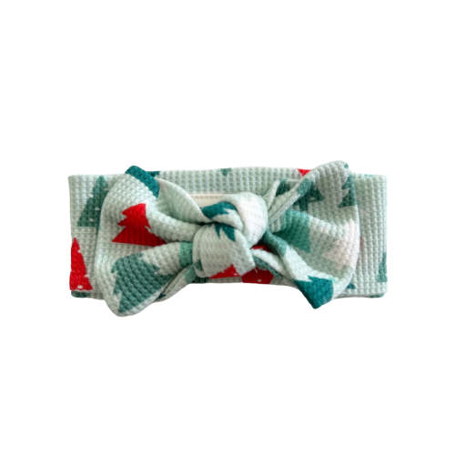 Organic Waffle Knot Bow, Festive Firs – SpearmintLOVE